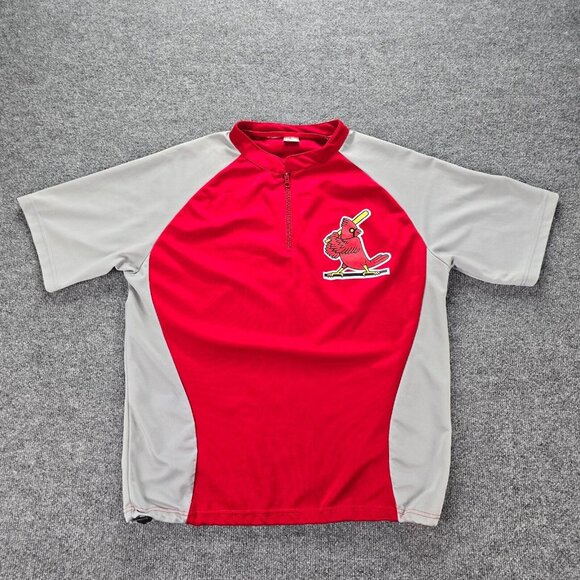 St Louis Cardinals Shirt Mens XL Red Gray 1/4 Zip Shirt Baseball Sports Training - Picture 1 of 9